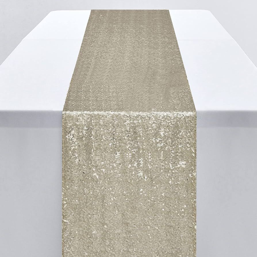 12 x 72 inches Champagne Sequin Table Runner, Glitter Table Runner for Birthday Party Supplies De... | Amazon (US)