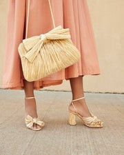 Camellia Gold Pleated Bow Heel | Loeffler Randall