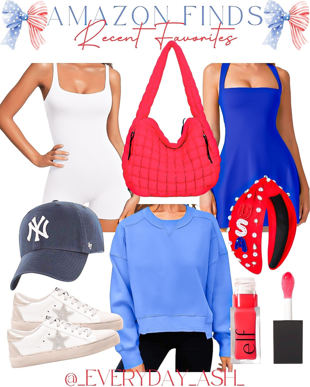 Amazon Americana ♥️🇺🇸

Red white and blue outfit, summer fashion , Amazon fashion, workout wear, active wear, casual outfit , active dress, romper, NY hat, headband, lipgloss

#LTKootd #LTKgrwm