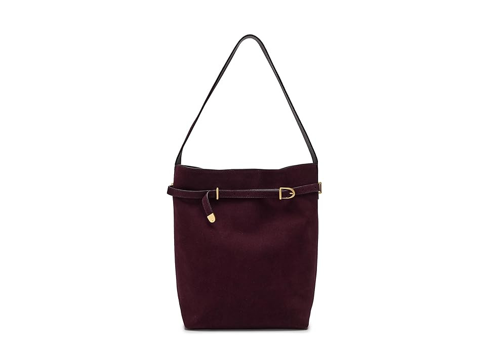 Madewell Suede Belted Essentials Bucket Tote Shoulder Women's Handbags Dark Burgundy, Leather | Zappos