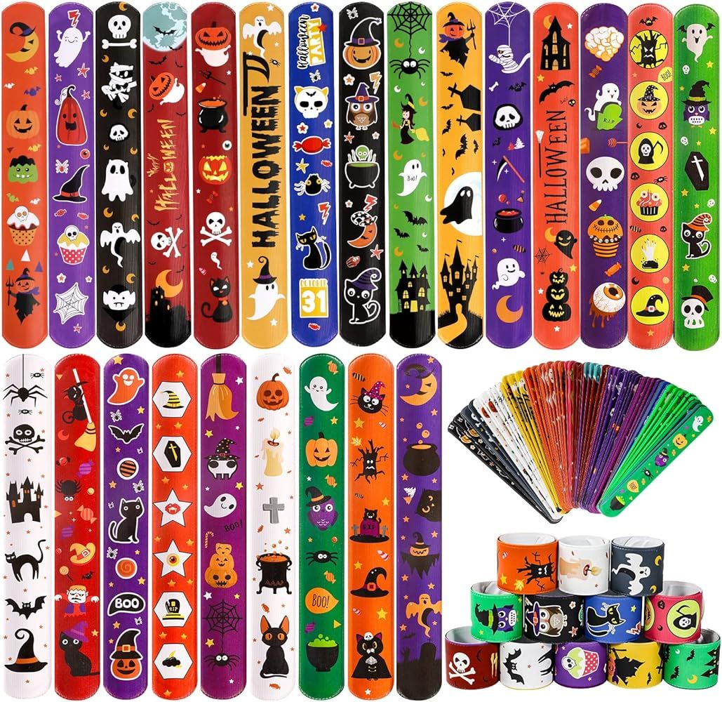 MGparty 72pcs Halloween Christmas Slap Bracelets for Kids Party Favors Toys Prizes Pinata Goodie Bag | Amazon (US)