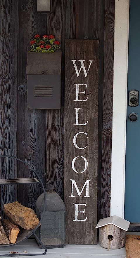 BarnwoodUSA | Farmhouse Rustic Welcome Sign for Front Porch | 5ft Front Door Décor | Vertical Ba... | Amazon (US)