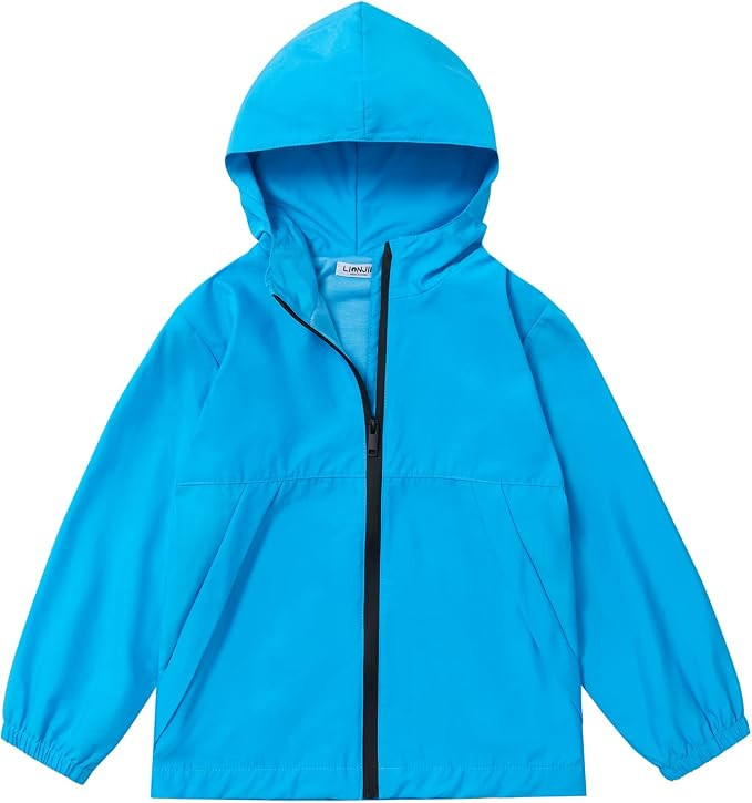 LIONJIE Kids Rain Jacket Boys Girls Hooded Raincoat Lightweight Waterproof Zipper Active Windbrea... | Amazon (US)
