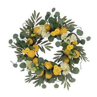 24" Lemon & Hydrangea Floral Spring Wreath | Michaels Stores