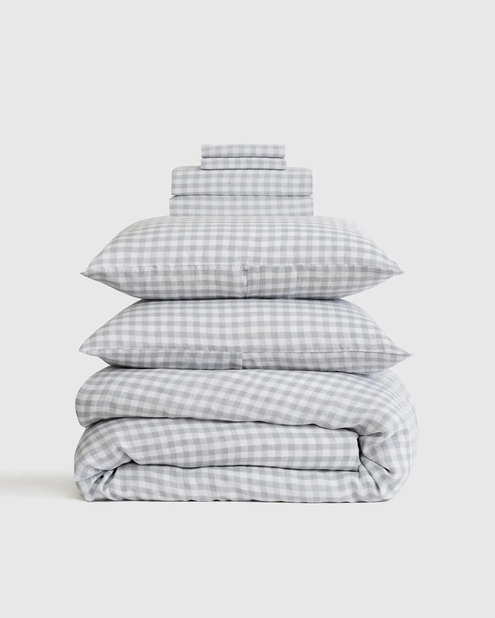 Deluxe Linen Duvet Bundle | Quince in Blue Fog Gingham | Quince