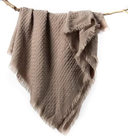 LIFEIN Knitted Tan Throw Blanket for Couch - Soft Fall Farmhouse Boho Throws, Cozy Waffle Knit Sm... | Amazon (US)