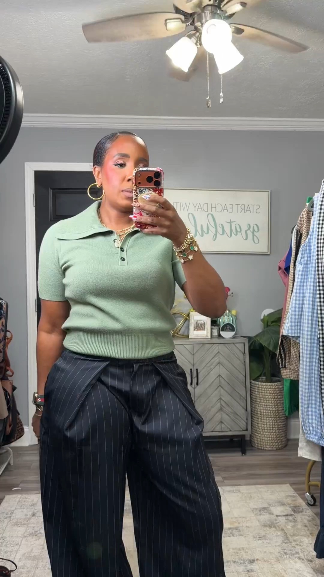 mom-on-the-go outfits that prove comfortable can still be CUTE! These striped knit polos are giving effortless, polished style—and I love how easily they pair with relaxed balloon pants, wide-leg trousers, or jeans.

Perfect for errands, appointments, school pickup, lunch dates, travel days, or anywhere your busy schedule takes you. Which look are you choosing: green, brown, olive, or blue? 💚🤎💙

SIZING REFERENCE/STATS: 5’5”, 165 lbs, size 10.

#AmazonFashion #MomStyle #FashionOver40 #AmazonOutfits #CasualChic

#LTKMidsize #LTKOver40 #LTKootd