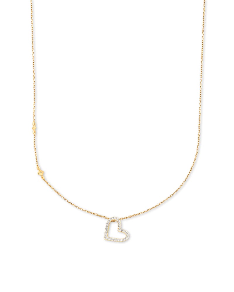 Ari Open Heart 14k Yellow Gold Pendant Necklace in White Diamond | Kendra Scott