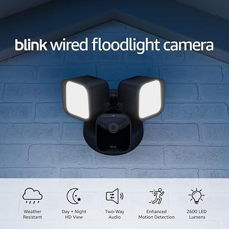 Blink Wired Floodlight Camera - Smart security camera, 2600 lumens, HD live view, enhanced motion... | Amazon (US)