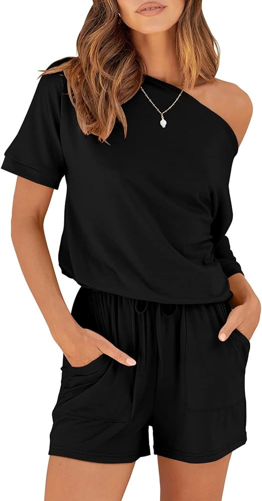 ANRABESS Rompers for Women Summer 2024 Casual One Piece Jumpsuits Short Pants Fashion Outfits Clo... | Amazon (US)