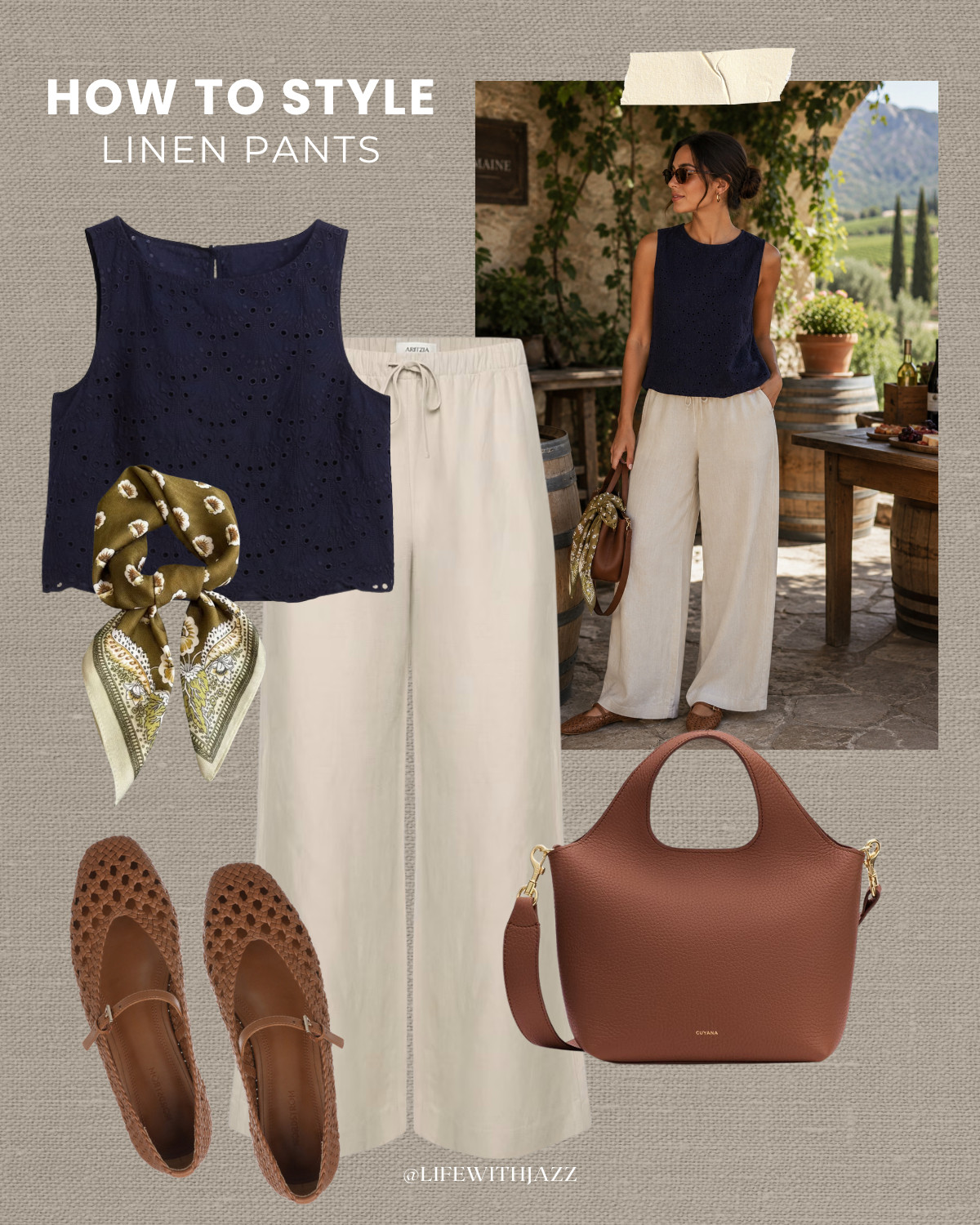 how to style linen pants for summer

aritzia lodge linen pants / cute summer tops / boxy cut tanks / strappy sandals / chic sunglasses / heaven mayhem necklace / straw tote bags / beaded purses / lunch outfit / dinner outfit / minimal and chic style

#LTKootd #LTKSeasonal