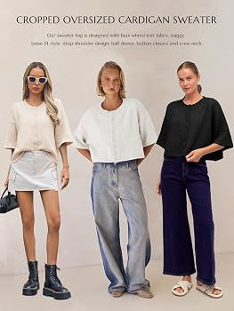 Saodimallsu Womens 3/4 Sleeve Cardigan Sweater Button Down Cropped Crewneck Cardigan 2025 Fall Ca... | Amazon (US)