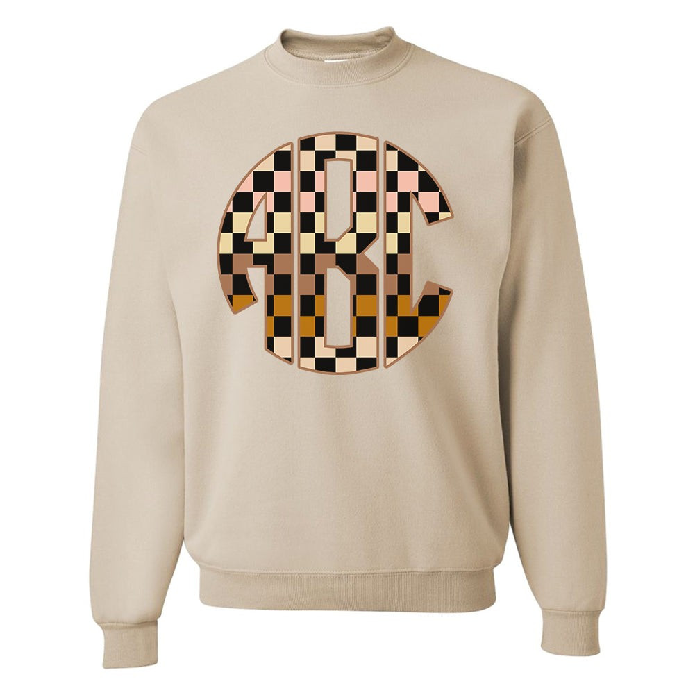 Monogrammed 'Checkerboard' Big Print Crewneck Sweatshirt | United Monograms