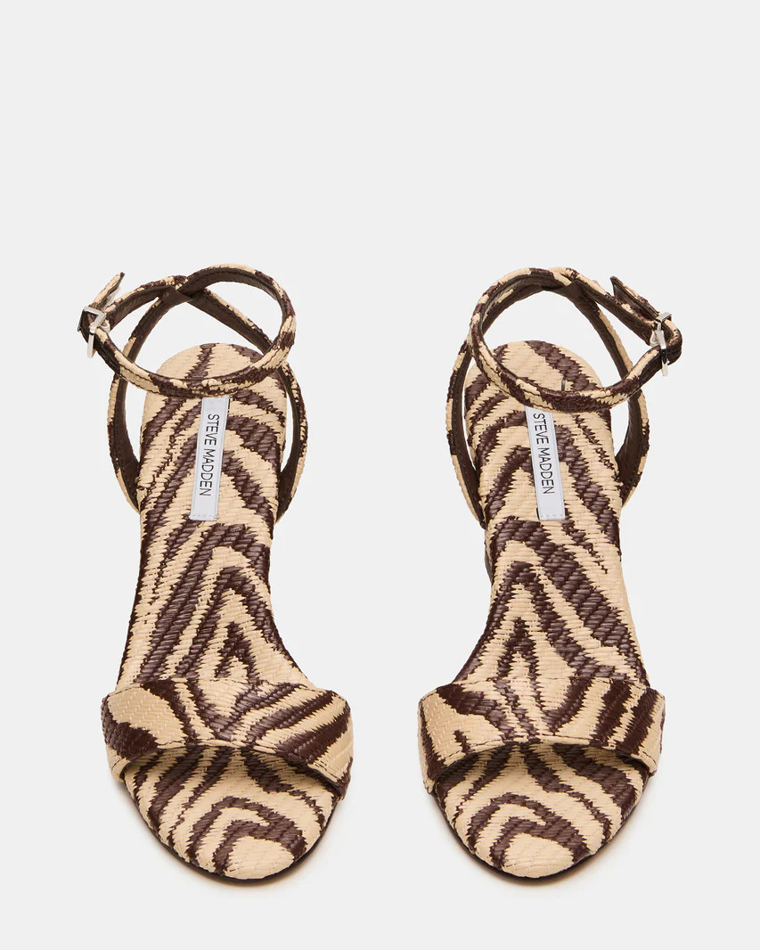 MYKA Zebra Raffia Wedge Women's Sandal | Steve Madden (US)