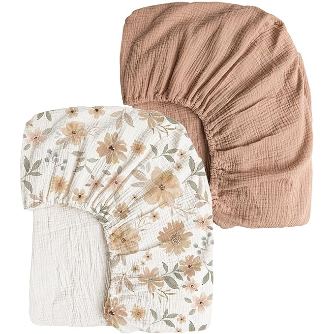 Konssy Muslin Crib Sheets 2 PCS, 100% Cotton Crib Sheet for Standard Crib Mattress(28"x 52"), Fit... | Amazon (US)