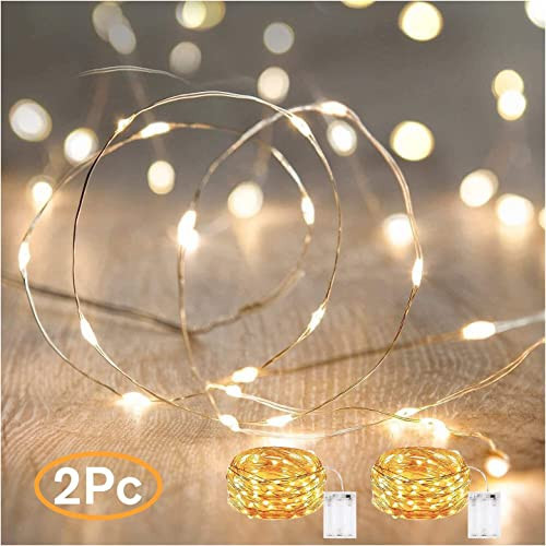 ANJAYLIA Fairy Lights, 10ft 30 LED Mini String Lights Battery Operated Firefly Starry Lights for Wedding, Bedroom, Party, Christmas, Warm White 2 Pack | Amazon (US)