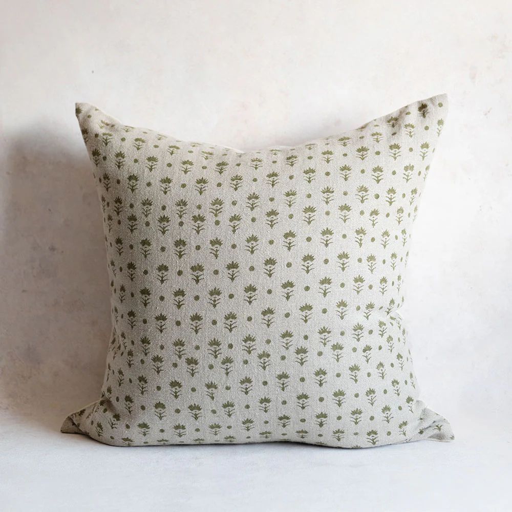 Linen Hand Block-Printed Pillow Cover No. 0227 | Roan Iris