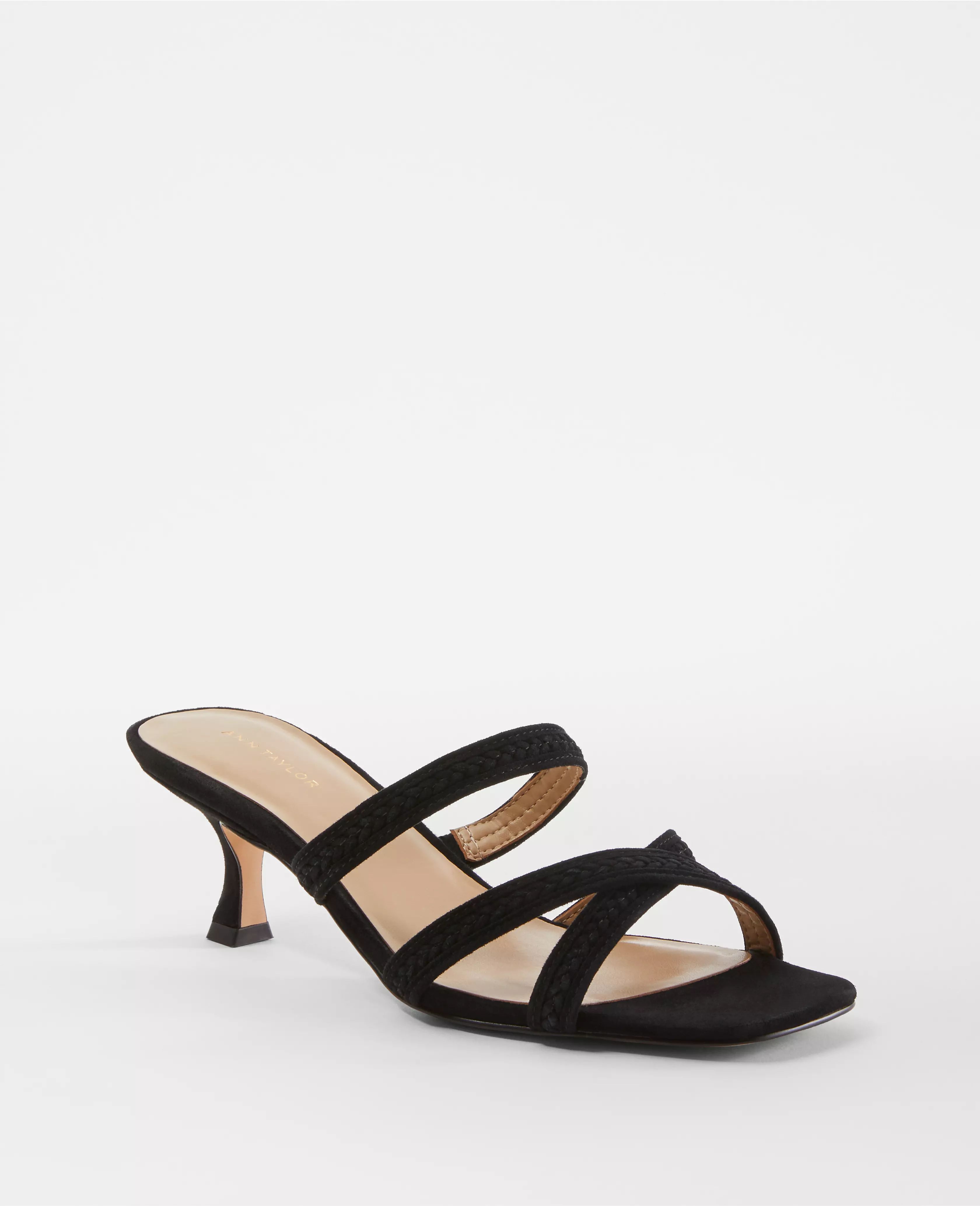 Braided Strappy Leather Mule Sandals | Ann Taylor (US)