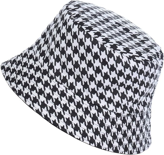 BYOS Summer Fashion Print Cotton Bucket Sun Hat for Men Women, Reversible Black | Amazon (US)