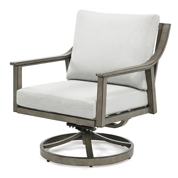1-Piece Outdoor Aluminum Patio Swivel Chair With Cushions - Grey | Bed Bath & Beyond