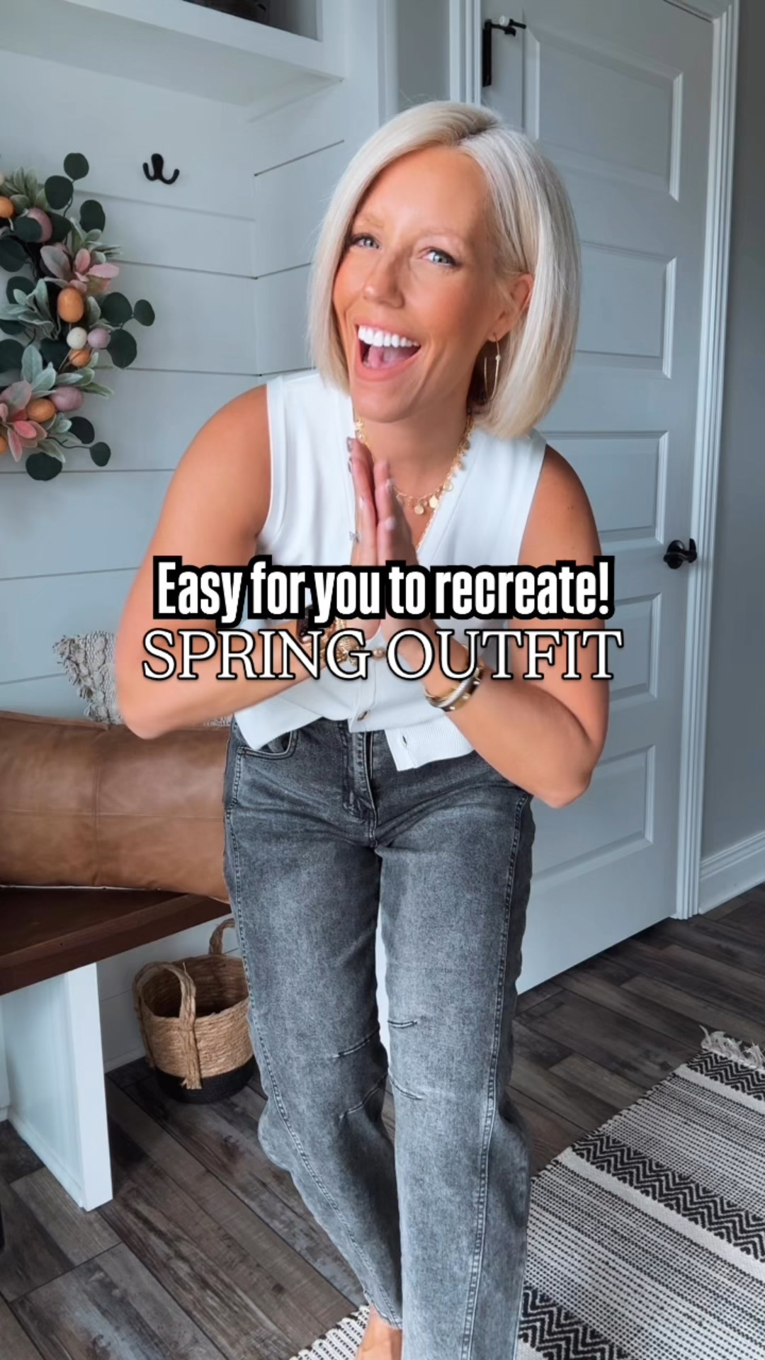 Easy, spring outfit inspo!!!! This new @walmartfashion vest is SO nice and these @amazon jeans are perfect for spring!!! I love the cropped fit which is perfect with sandals!!!! They are also super stretchy and comfy!!!
⬇️⬇️⬇️
Vest size small
Jeans size small (stretchy)
Sandals TTS



#LTKWatchNow 

#LTKSaleAlert #LTKStyleTip