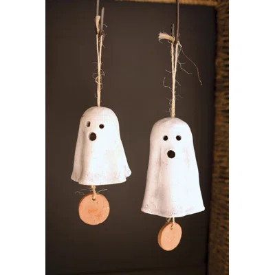 Kalalou Hanging Ghost Chimes 4.5 Inch – Handmade Clay and Sisal Set of 2 | Wayfair North America