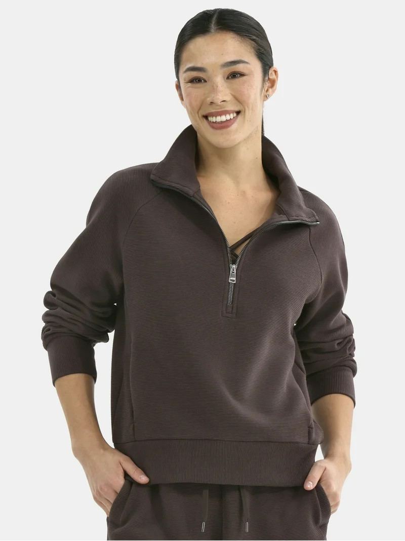 Avia Women's and Women's Ottoman 1/2 Zip Sweatshirt, Sizes XS-4X | Walmart (US)
