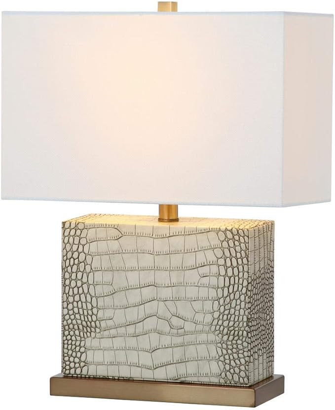 SAFAVIEH Lighting Collection Delia Modern Art Deco Cream Faux Alligator Rectangle Shade 21-inch B... | Amazon (US)