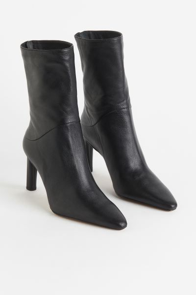 High Heel Leather Boots - Black - Ladies | H&M US | H&M (US + CA)