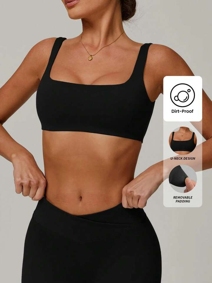 Yefecy Women's Solid Sports Bra, Breathable Comfortable High Stretch Sports Lingerie Top For Exercise Workout Running Gym, Ladies Sportswear Sports Bras For Indoor Outdoor Wear | SHEIN