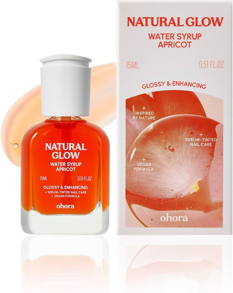 ohora Natural Glow Water Syrup Nail Strengthener (Apricot) - Tinted Nail Hardener for Brittle, Da... | Amazon (US)