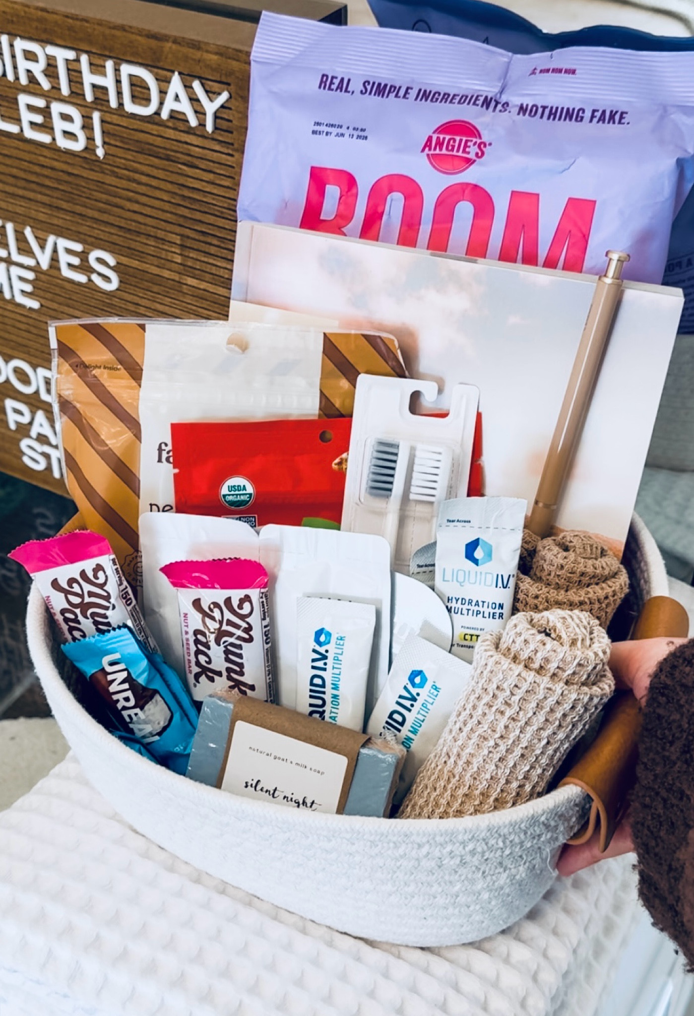 such an easy + cozy welcome gift basket for our weekend guests! I tried to include everything my brother and sister-in-law might need so they wouldn’t have to ask 🤎 

#LTKGiftGuide #LTKHoliday #LTKFindsUnder50
