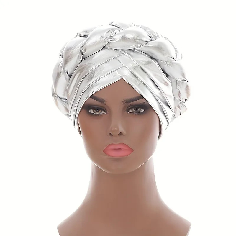 Gorgeous Silver Hot Stamping Turbans - 3-Layer Twist Braid Hijab Cap Bonnet Elastic Head Scarf Fo... | Temu Affiliate Program