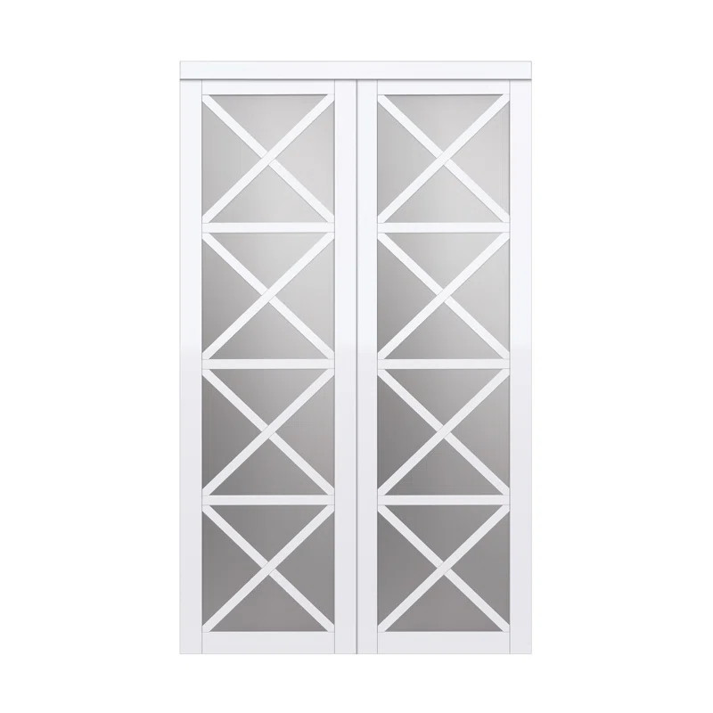 Lace Multi-X Design Mirrored Sliding Closet Door with Installation Hardware Kit | Wayfair Professional