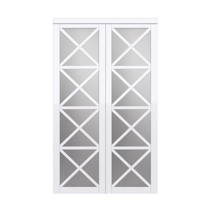 Lace Multi-X Design Mirrored Sliding Closet Door with Installation Hardware Kit | Wayfair Professional