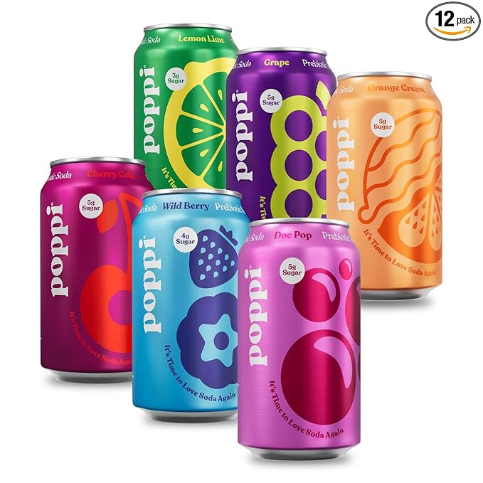 POPPI Sparkling Prebiotic Soda, Beverages w/Apple Cider Vinegar, Seltzer Water & Fruit Juice, Cro... | Amazon (US)