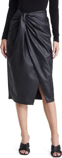 Wrap Front Faux Leather Midi Skirt | Nordstrom