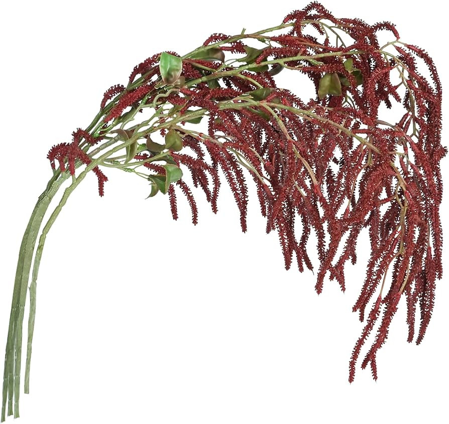 4 Pcs Amaranthus Artificial Flower Faux Burgundy Wisteria Branches Fake Red Hanging Flowers Weddi... | Amazon (US)