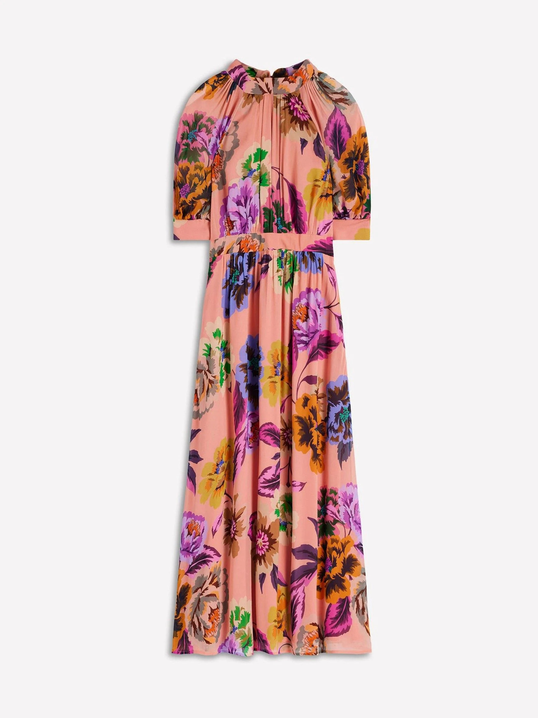 Boden Boden Pink High Neck Blouson Sleeve Dress | Next US