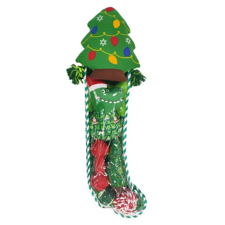 Holiday Time Christmas Dog Toys Stocking Gift Set Large Green 8 Pcs | Walmart (US)