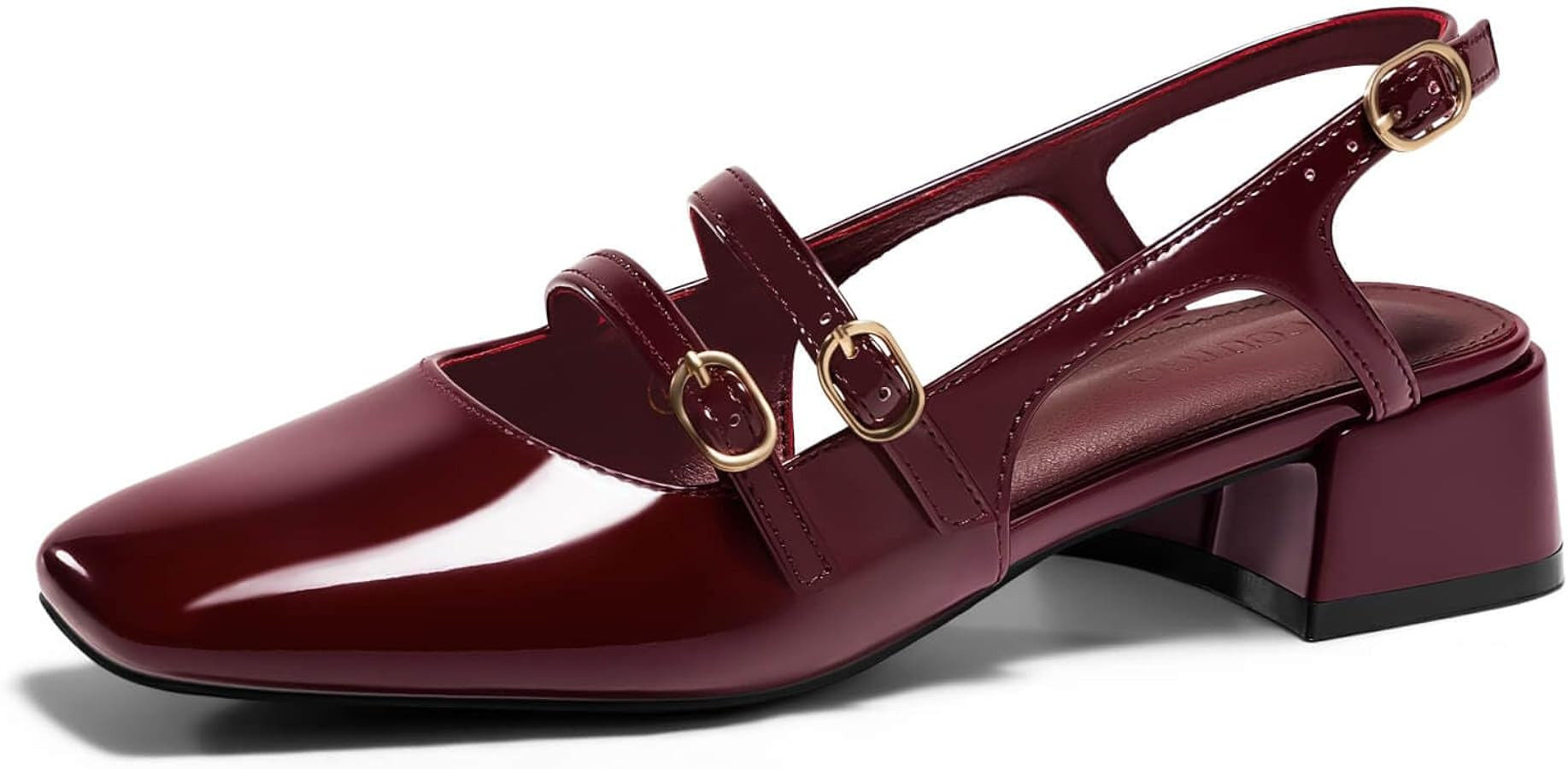 Coutgo Women's Mary Jane Chunky Low Heels Slingback Pumps Closed Square Toe Wedding Dress Shoes | Amazon (US)