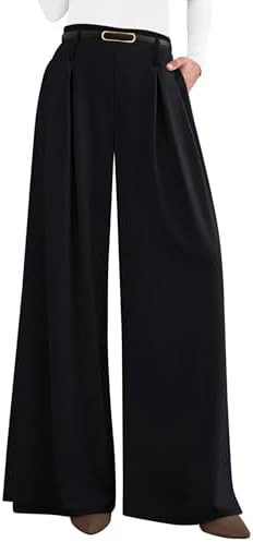 PRETTYGARDEN Womens Spring Wide Leg Trousers 2026 High Elastic Waist Loose Pleated Long Flowy Pal... | Amazon (US)