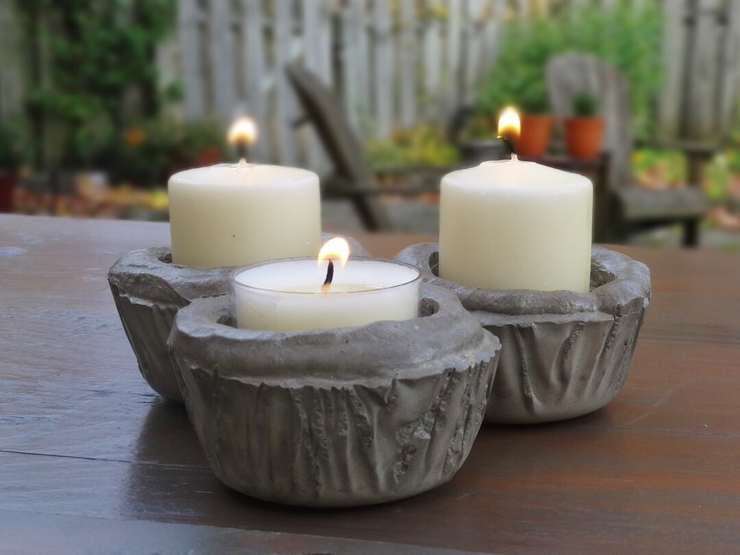 Concrete Decor Candle Holder Outdoor Lighting & Patio Decor - Etsy Hong Kong | Etsy ROW