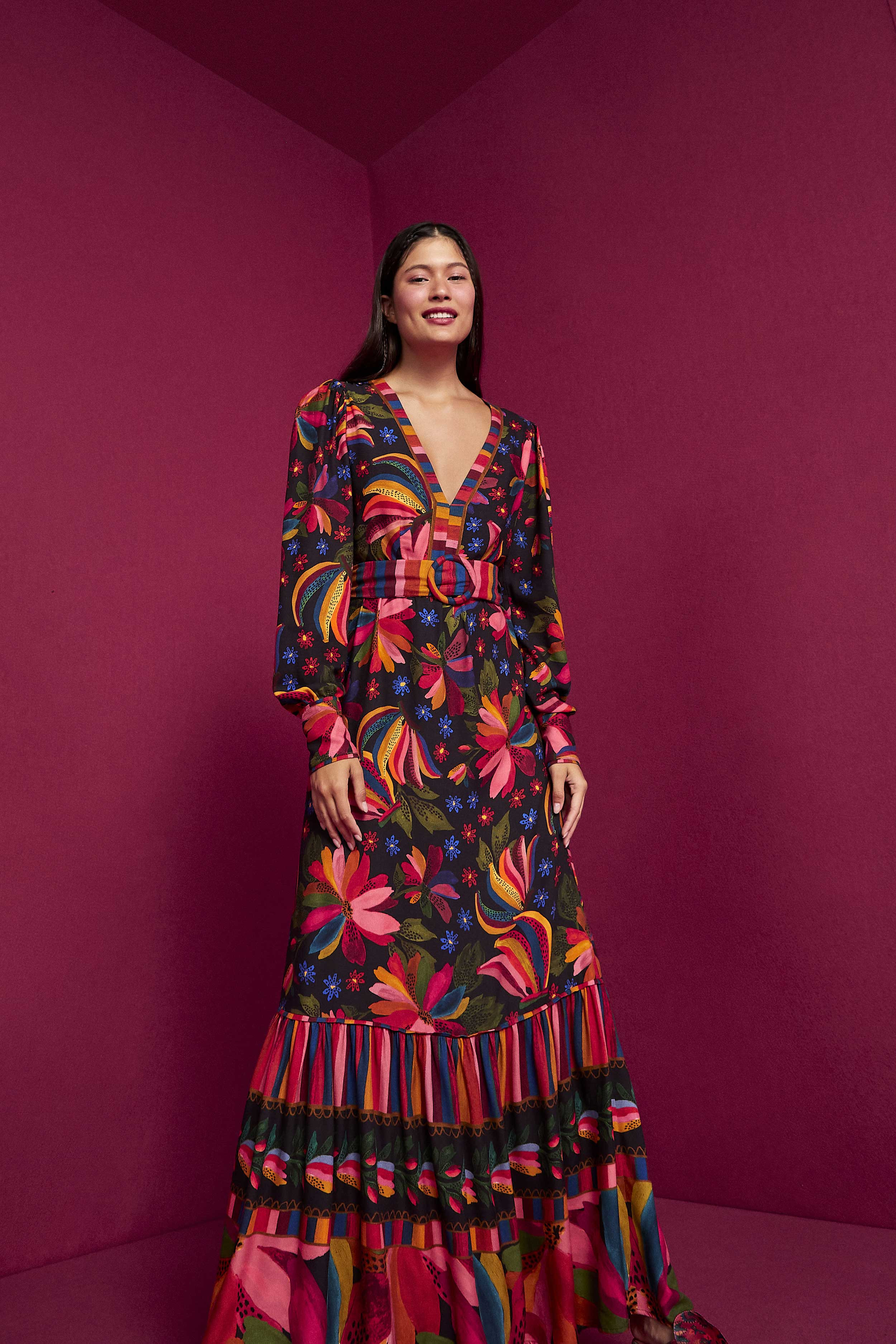 Black Banana Sky Lenzing™ Ecovero™ Viscose Maxi Dress | FarmRio (US)