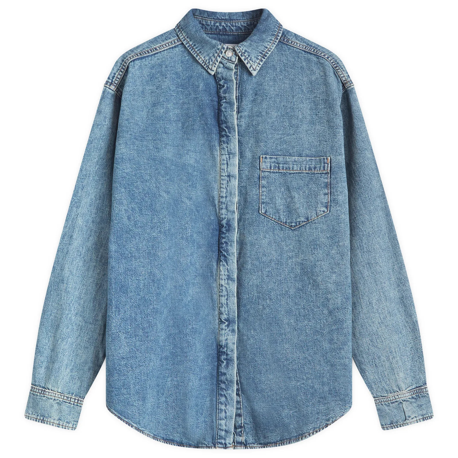 Good American Women's Denim Uniform Shirt in Indigo, Size Medium | END. Clothing