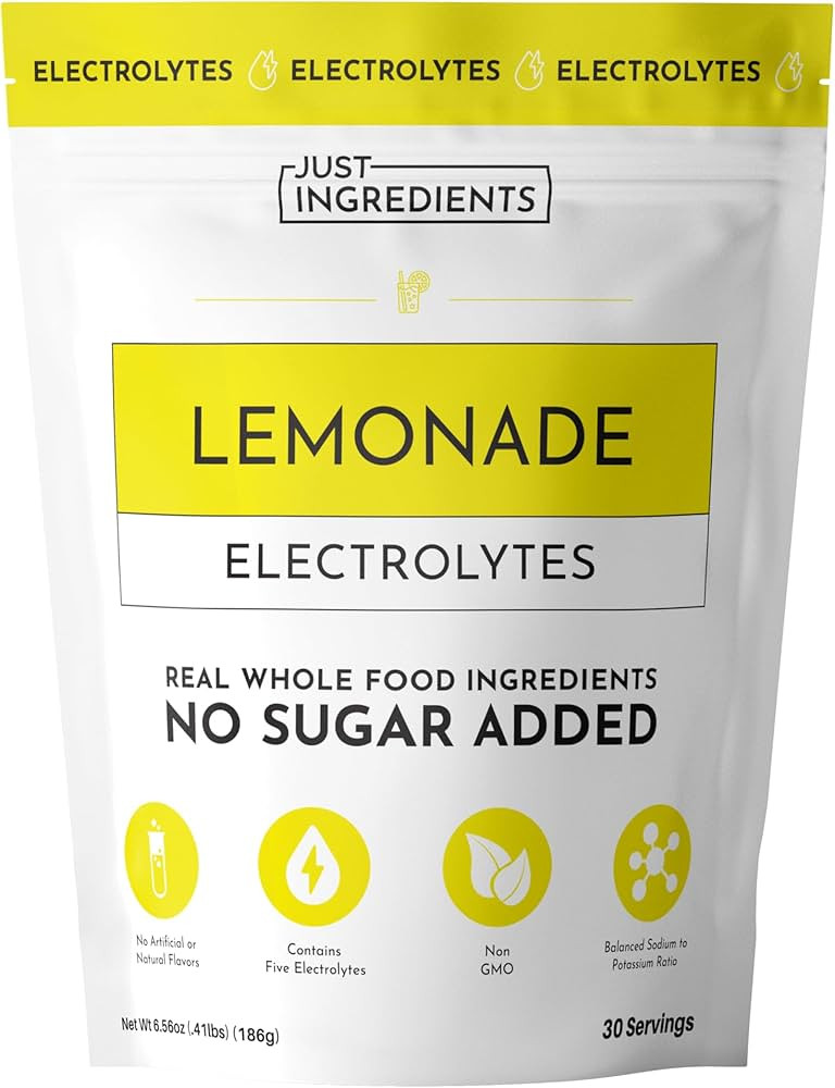 JUST INGREDIENTS Lemonade Electrolytes Drink Mix - Coconut Water, Sea Salt, Trace Minerals - 30 S... | Amazon (US)