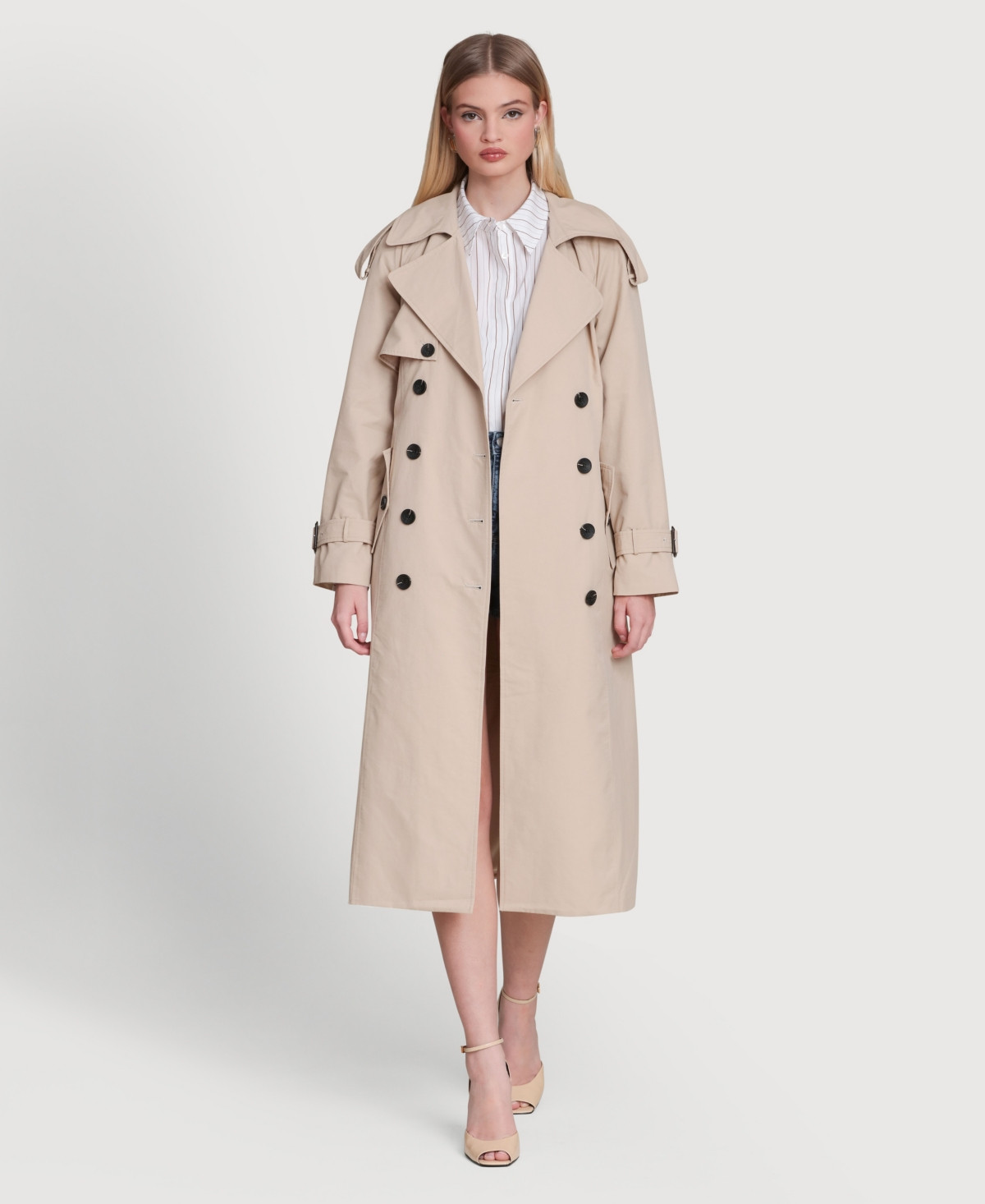 Avec Les Filles Women's Double Breasted Maxi Trench Coat - Wheat | Macy's
