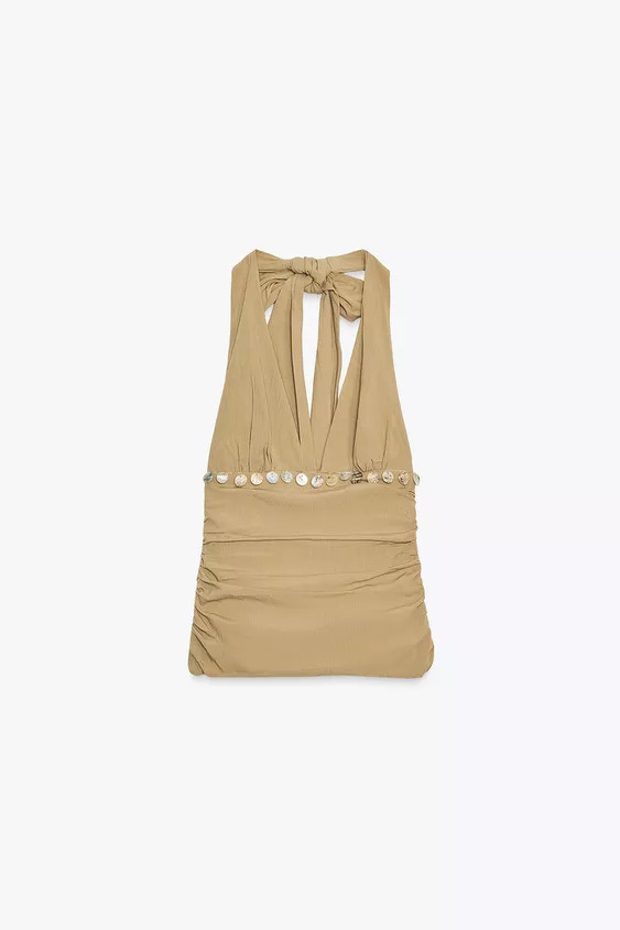 BEADED HALTER TOP | Zara US