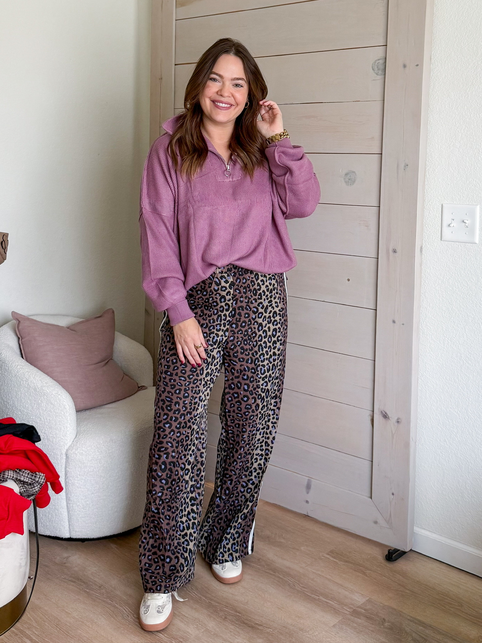Love the color combo of these animal print pants and the oversized quarter zip sweater #fallfashion #amazonfinds
 

 #LTKootd #LTKSeasonal #LTKMidsize