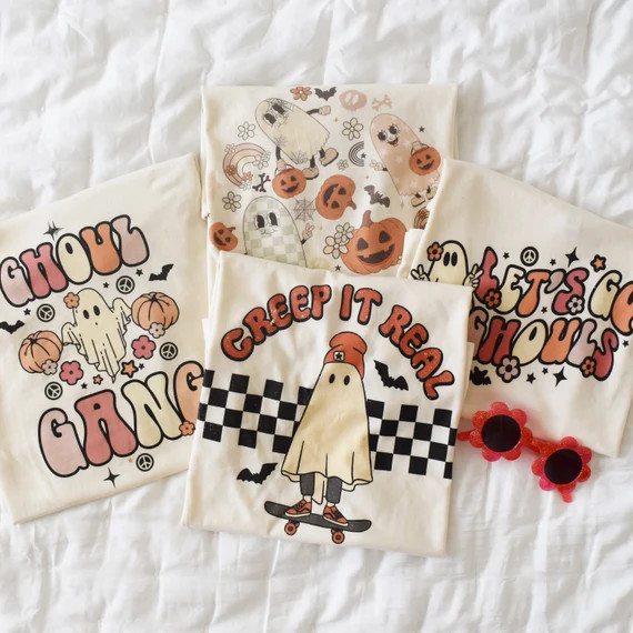 Kids Retro Halloween Shirts Lets Go Ghouls Ghoul Gang - Etsy | Etsy (US)